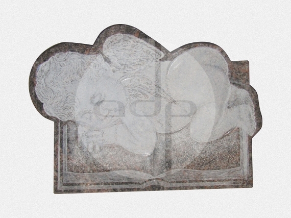 ADPL.12-Lápide em Granito Himalya com Decoração Manual (Anjo)